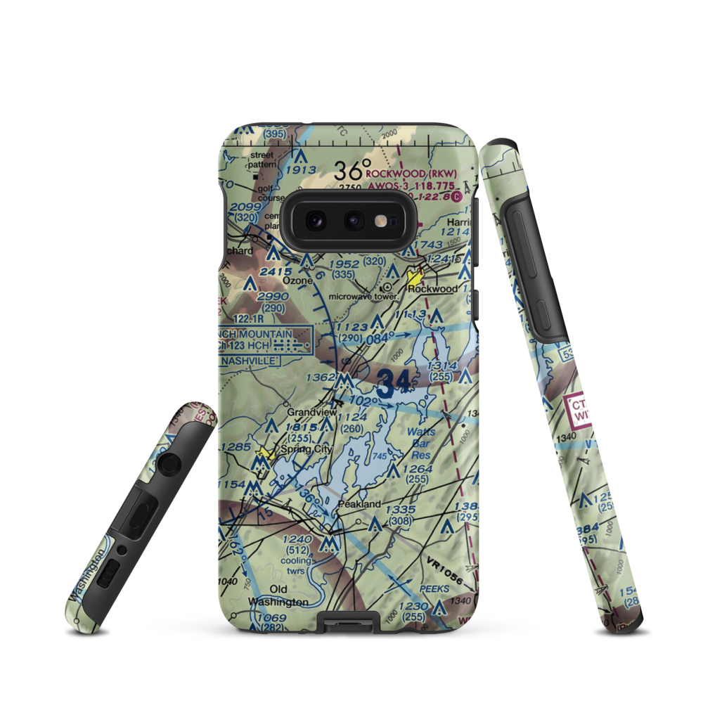 100 Aker Wood Airport (TN41) VFR Sectional Samsung Phone Case Samsung Galaxy S10e model shown