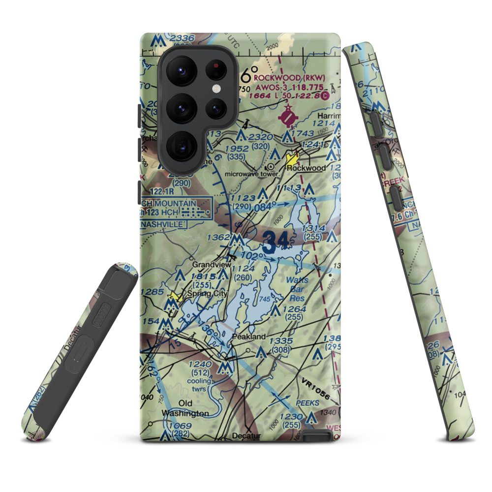 100 Aker Wood Airport (TN41) VFR Sectional Samsung Phone Case Samsung Galaxy S22 Ultra model shown