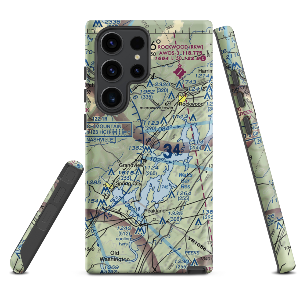 100 Aker Wood Airport (TN41) VFR Sectional Samsung Phone Case Samsung Galaxy S23 Ultra model shown