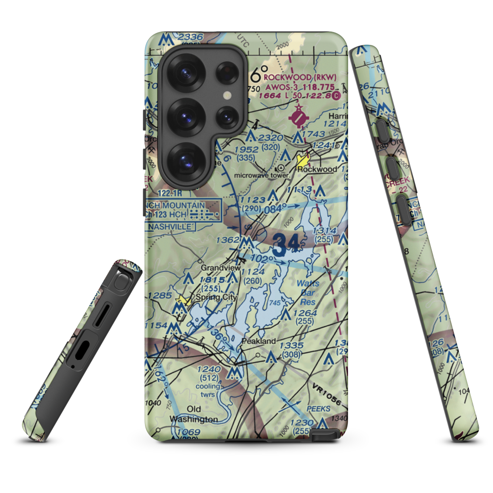 100 Aker Wood Airport (TN41) VFR Sectional Samsung Phone Case Samsung Galaxy S25 Ultra model shown