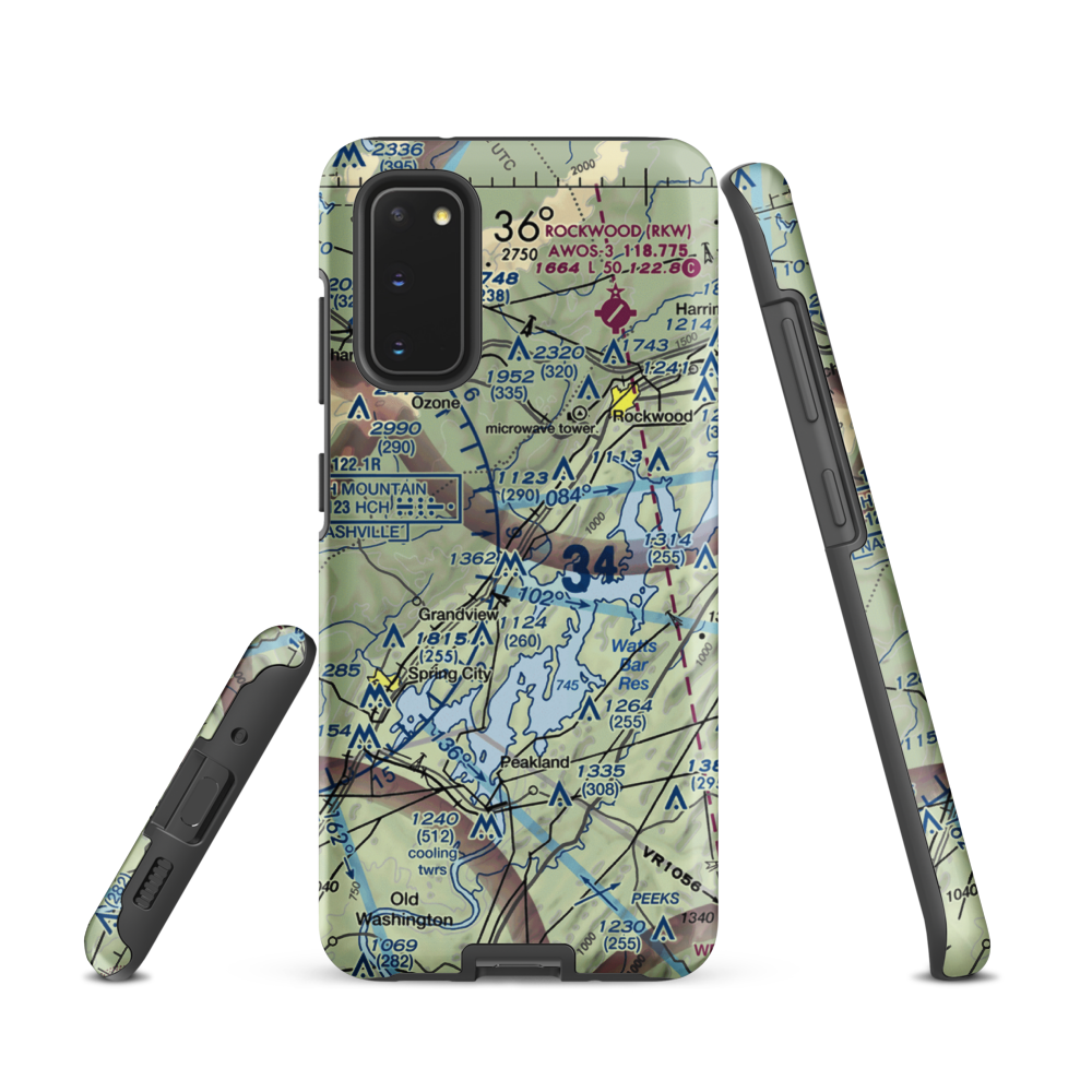 100 Aker Wood Airport (TN41) VFR Sectional Samsung Phone Case Samsung Galaxy S20 model shown