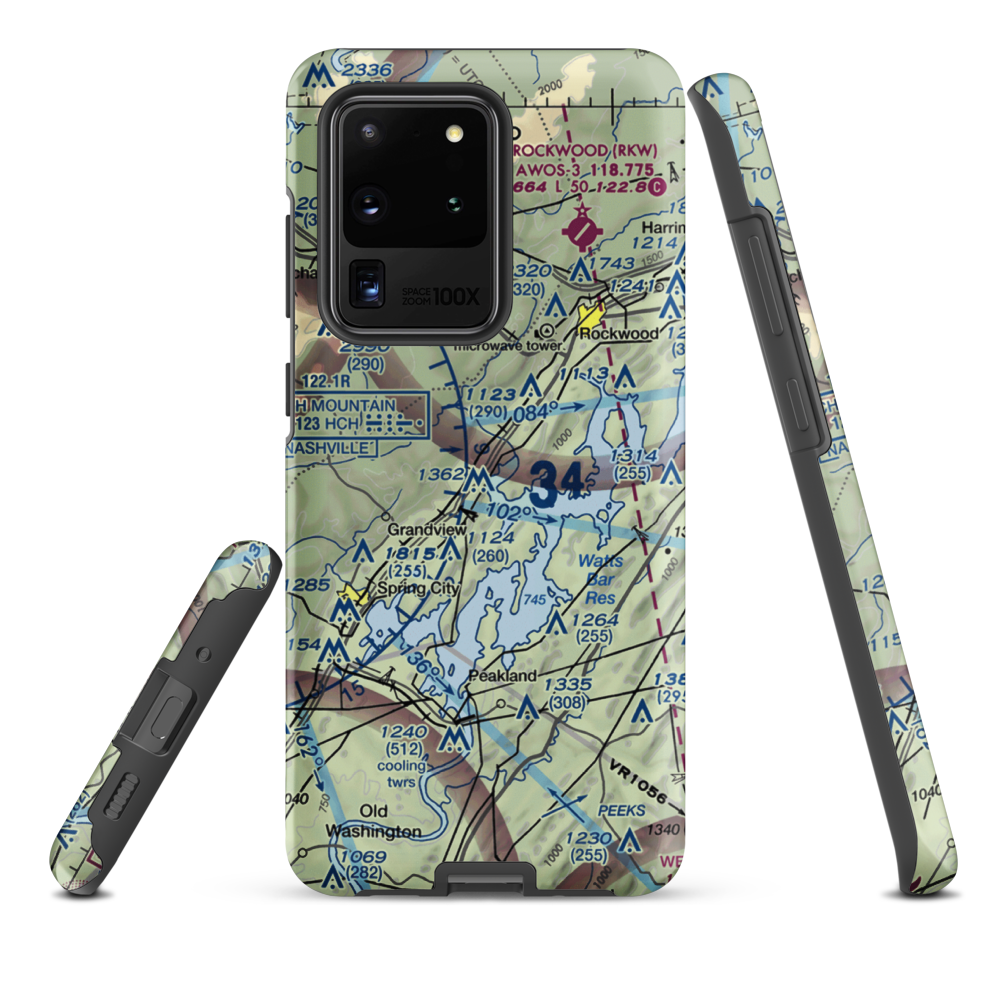 100 Aker Wood Airport (TN41) VFR Sectional Samsung Phone Case Samsung Galaxy S20 Ultra model shown