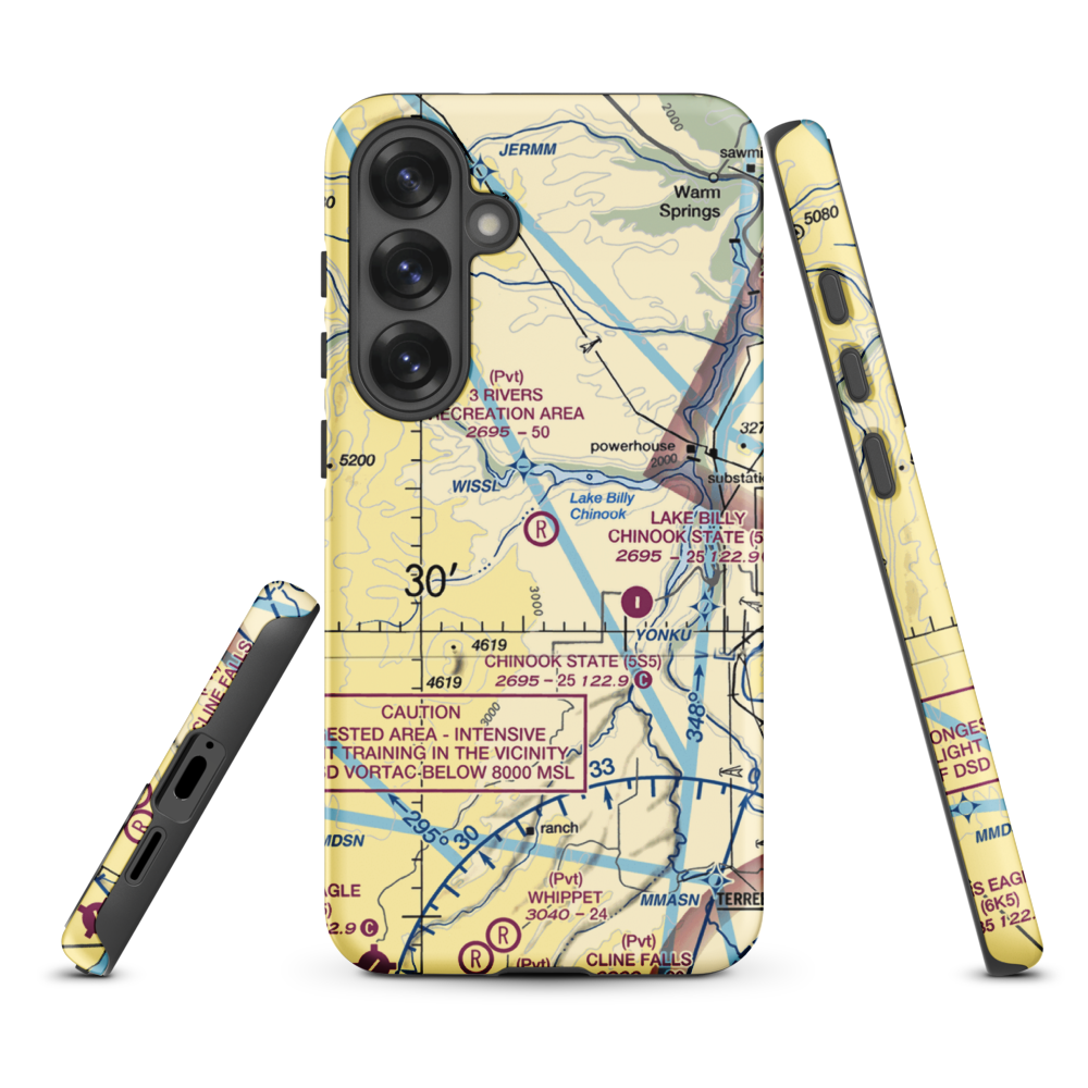 3 Rivers Recreation Area Airport (OG00) VFR Sectional Samsung Phone Case Samsung Galaxy S25 Plus model shown