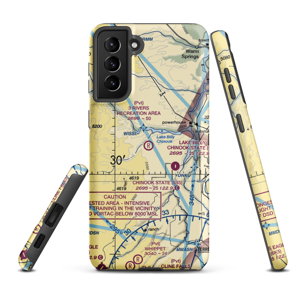 3 Rivers Recreation Area Airport (OG00) VFR Sectional Samsung Phone Case Samsung Galaxy S21 Plus model shown