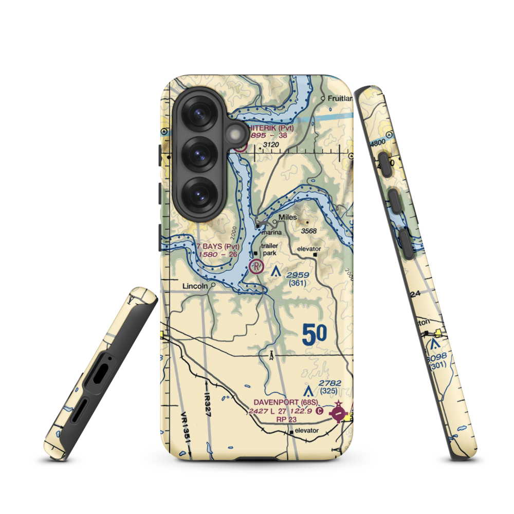 7 Bays Airport (73WA) VFR Sectional Samsung Phone Case Samsung Galaxy S25 model shown