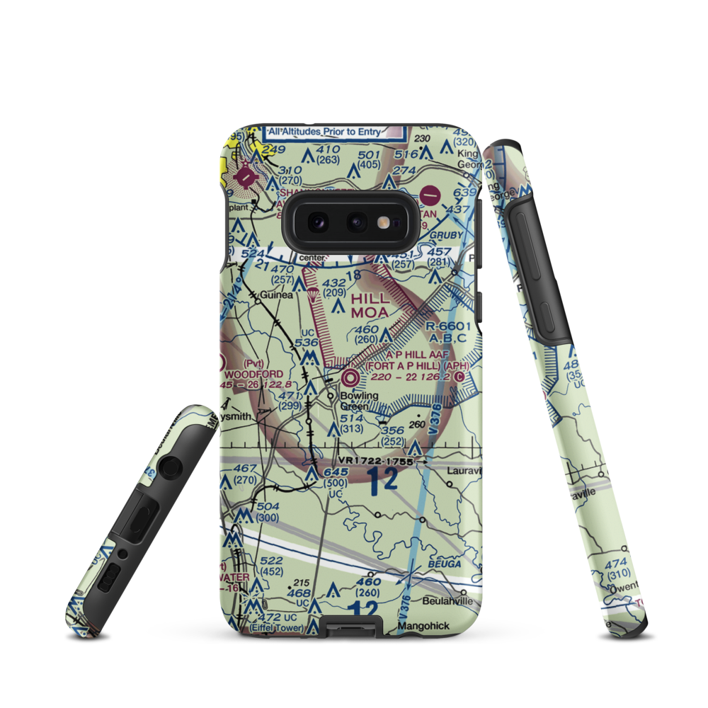 A P Hill AAF (Fort A P Hill) Airport (APH) VFR Sectional Samsung Phone Case Samsung Galaxy S10e model shown