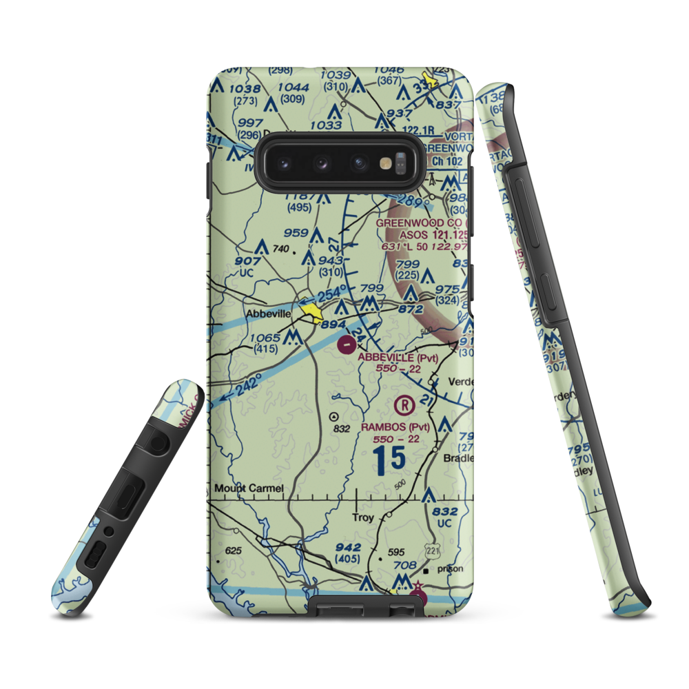 Abbeville Airport (SC81) VFR Sectional Samsung Phone Case Samsung Galaxy S10 Plus model shown