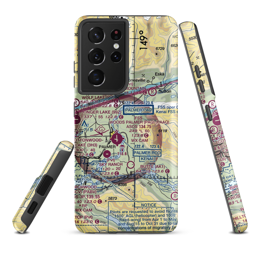Abi Airport (AK46) VFR Sectional Samsung Phone Case Samsung Galaxy S21 Plus model shown