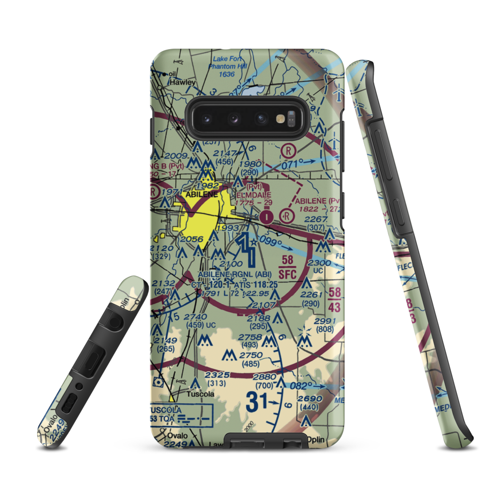 Abilene Regional Airport (ABI) VFR Sectional Samsung Phone Case Samsung Galaxy S10 Plus model shown