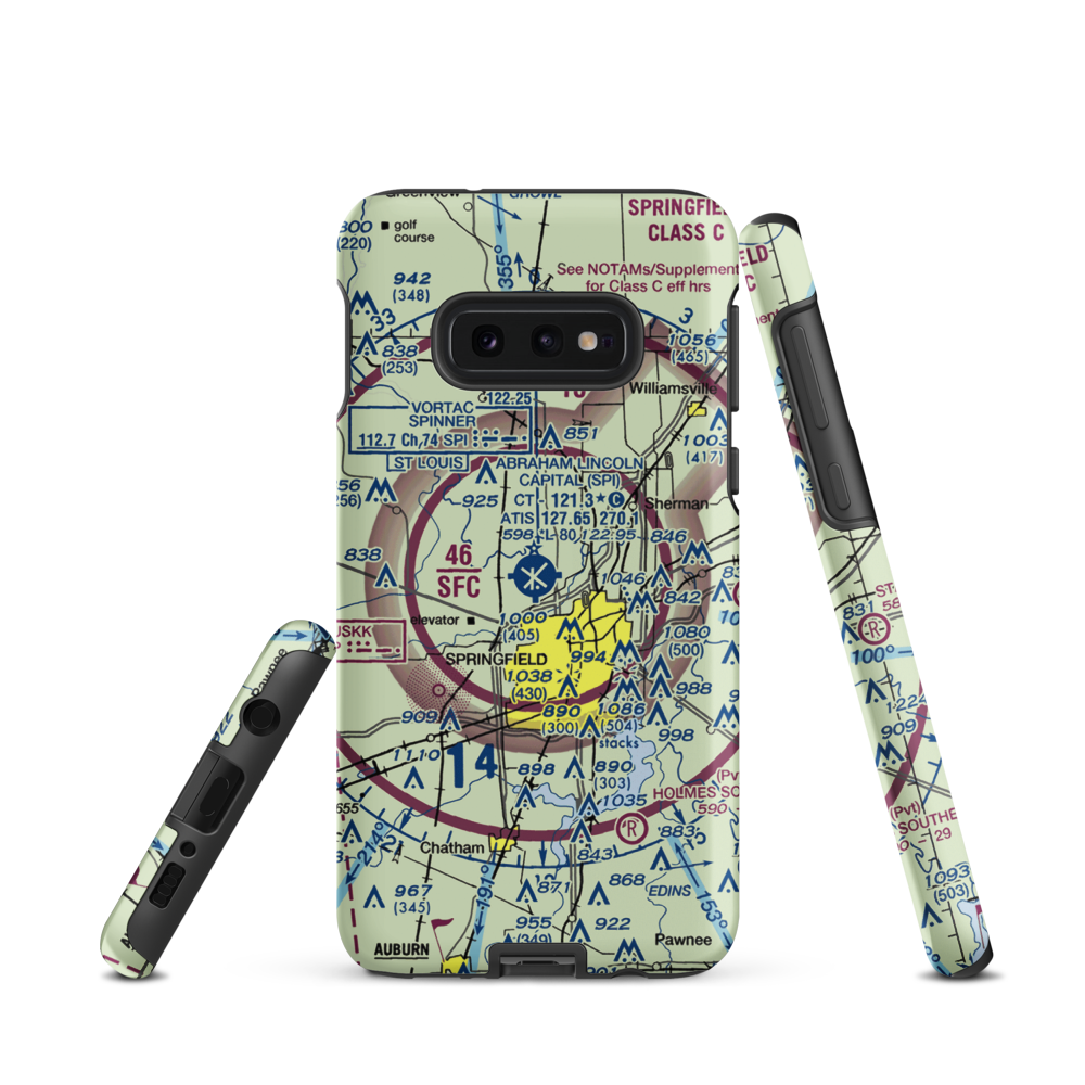 Abraham Lincoln Capital Airport (SPI) VFR Sectional Samsung Phone Case Samsung Galaxy S10e model shown