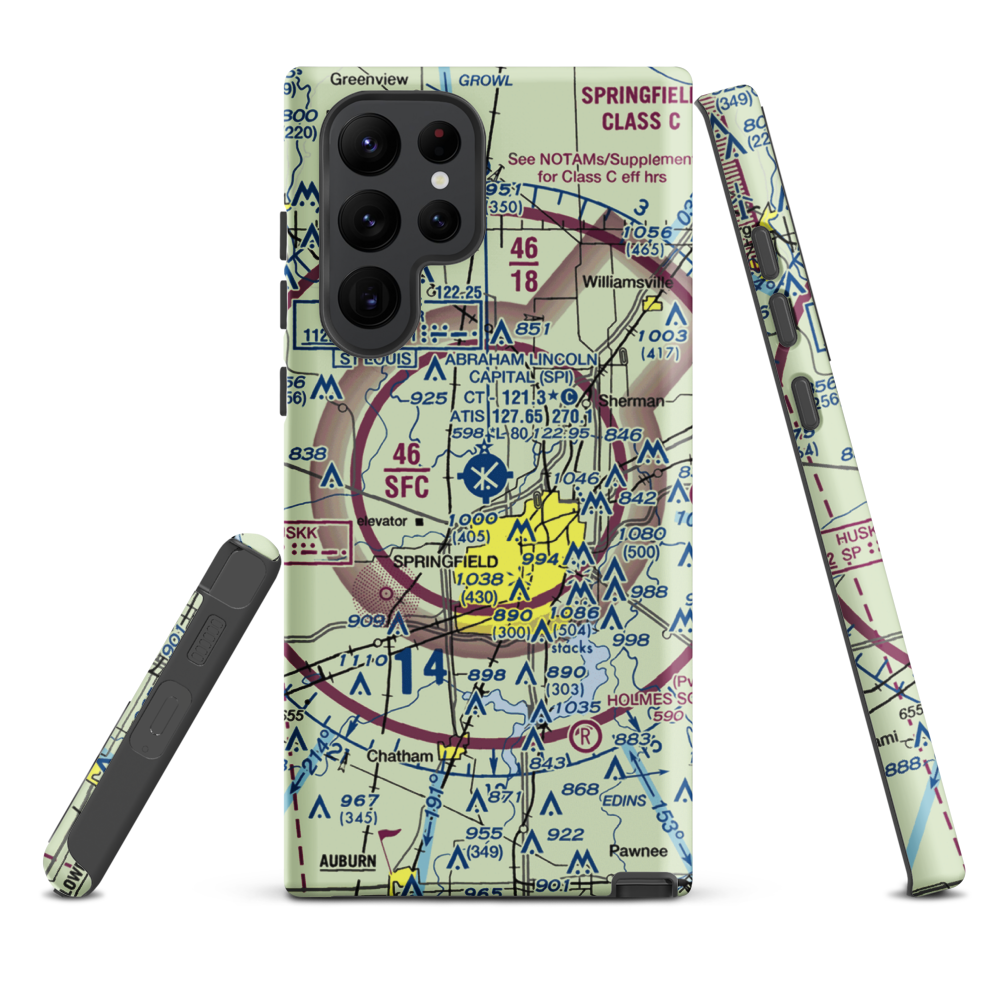 Abraham Lincoln Capital Airport (SPI) VFR Sectional Samsung Phone Case Samsung Galaxy S22 Ultra model shown
