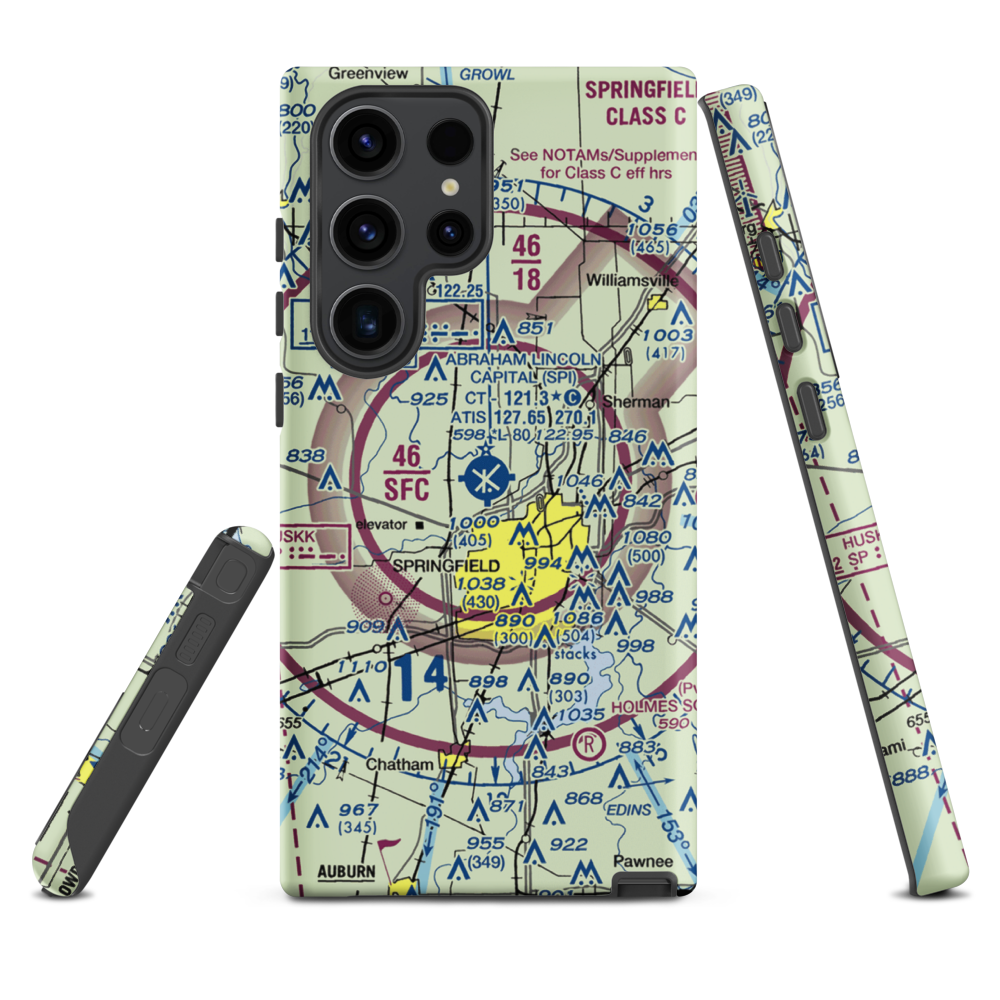 Abraham Lincoln Capital Airport (SPI) VFR Sectional Samsung Phone Case Samsung Galaxy S23 Ultra model shown