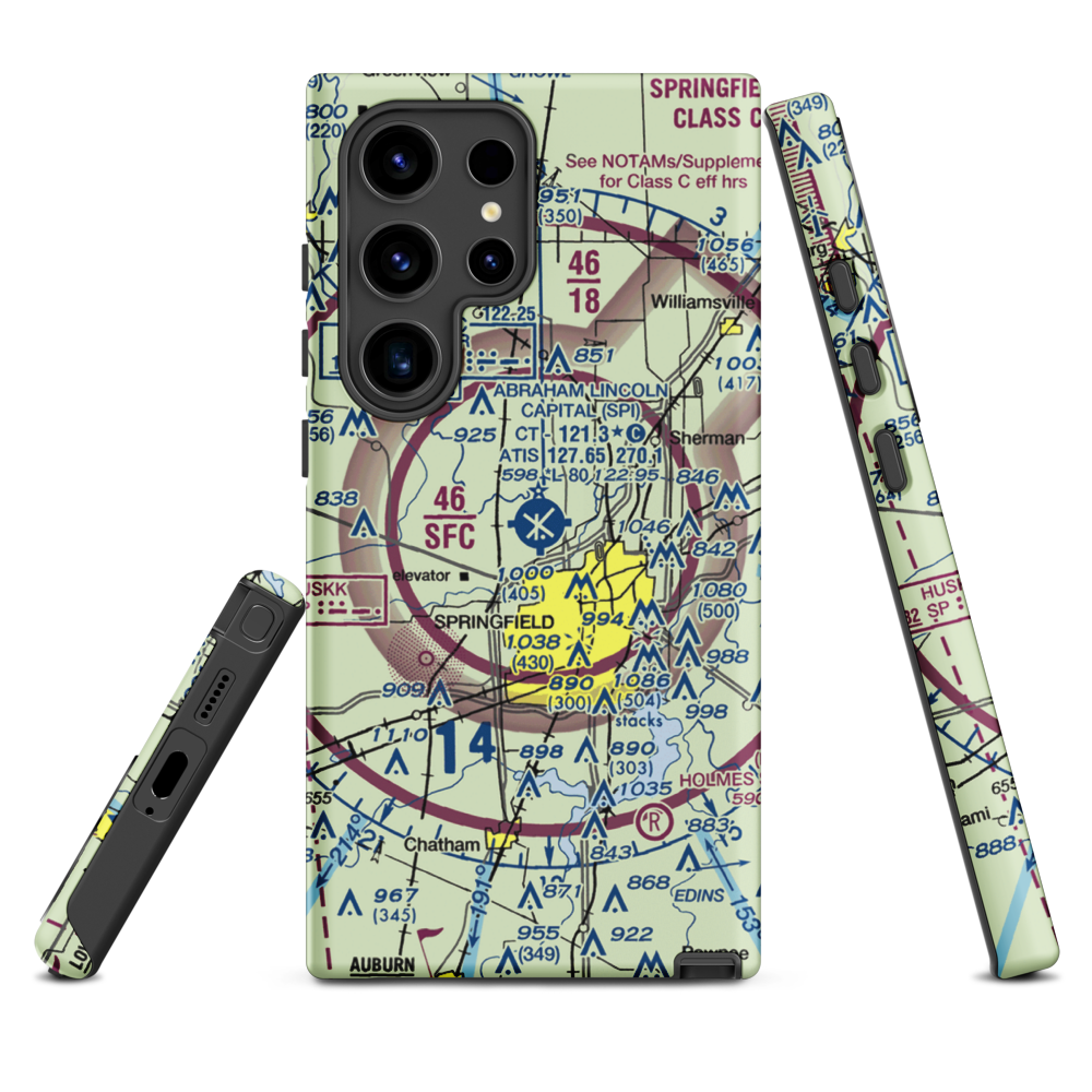 Abraham Lincoln Capital Airport (SPI) VFR Sectional Samsung Phone Case Samsung Galaxy S24 Ultra model shown