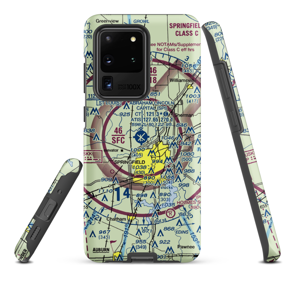 Abraham Lincoln Capital Airport (SPI) VFR Sectional Samsung Phone Case Samsung Galaxy S20 Ultra model shown