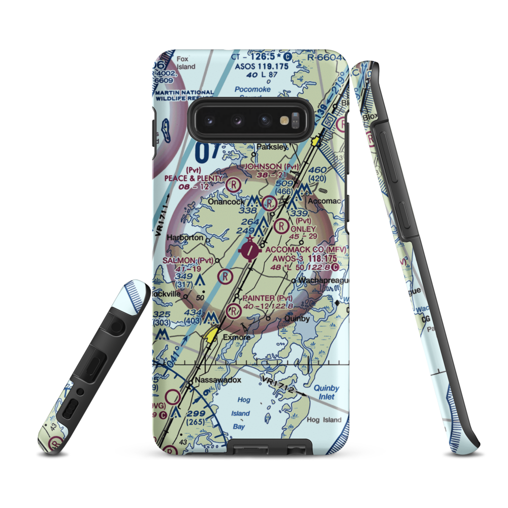 Accomack County Airport (MFV) VFR Sectional Samsung Phone Case Samsung Galaxy S10 Plus model shown