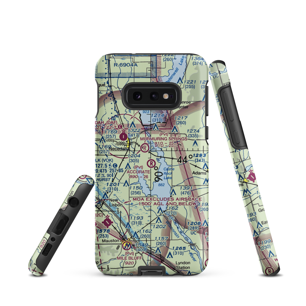 Accurate Airport (67WI) VFR Sectional Samsung Phone Case Samsung Galaxy S10e model shown