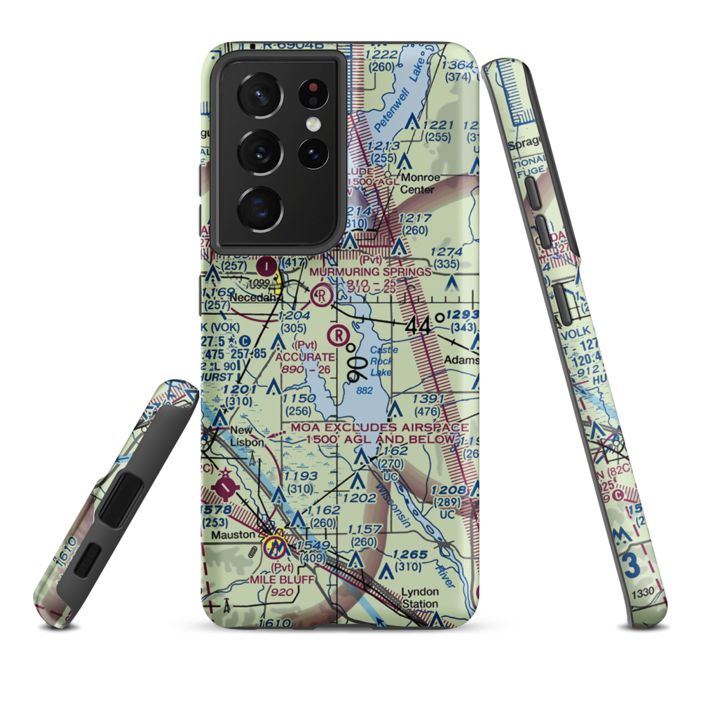 Accurate Airport (67WI) VFR Sectional Samsung Phone Case Samsung Galaxy S21 Ultra model shown