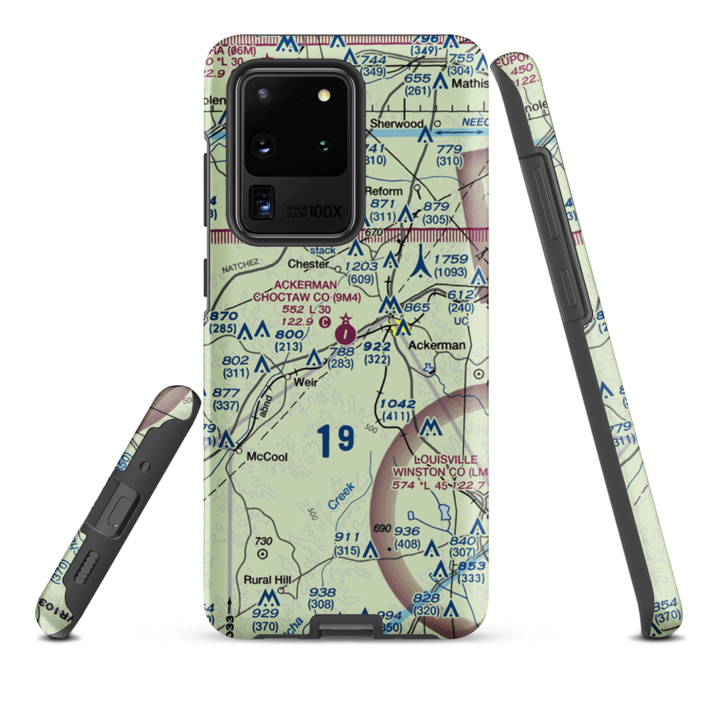 Ackerman Choctaw County Airport (9M4) VFR Sectional Samsung Phone Case Samsung Galaxy S20 Ultra model shown