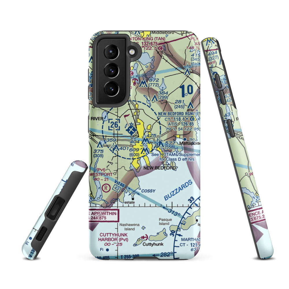 Acushnet River Seaplane Base (6MA8) VFR Sectional Samsung Phone Case Samsung Galaxy S21 FE model shown