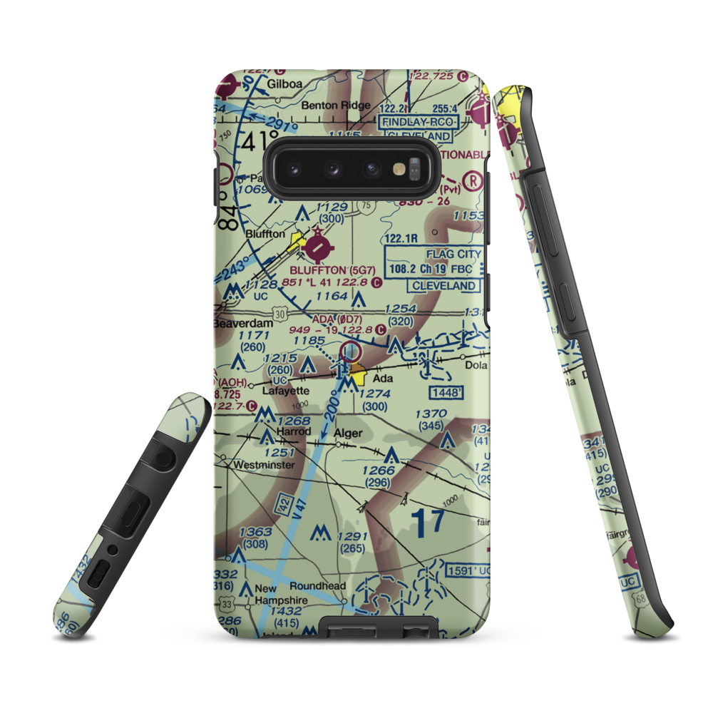 Ada Airport (0D7) VFR Sectional Samsung Phone Case Samsung Galaxy S10 Plus model shown