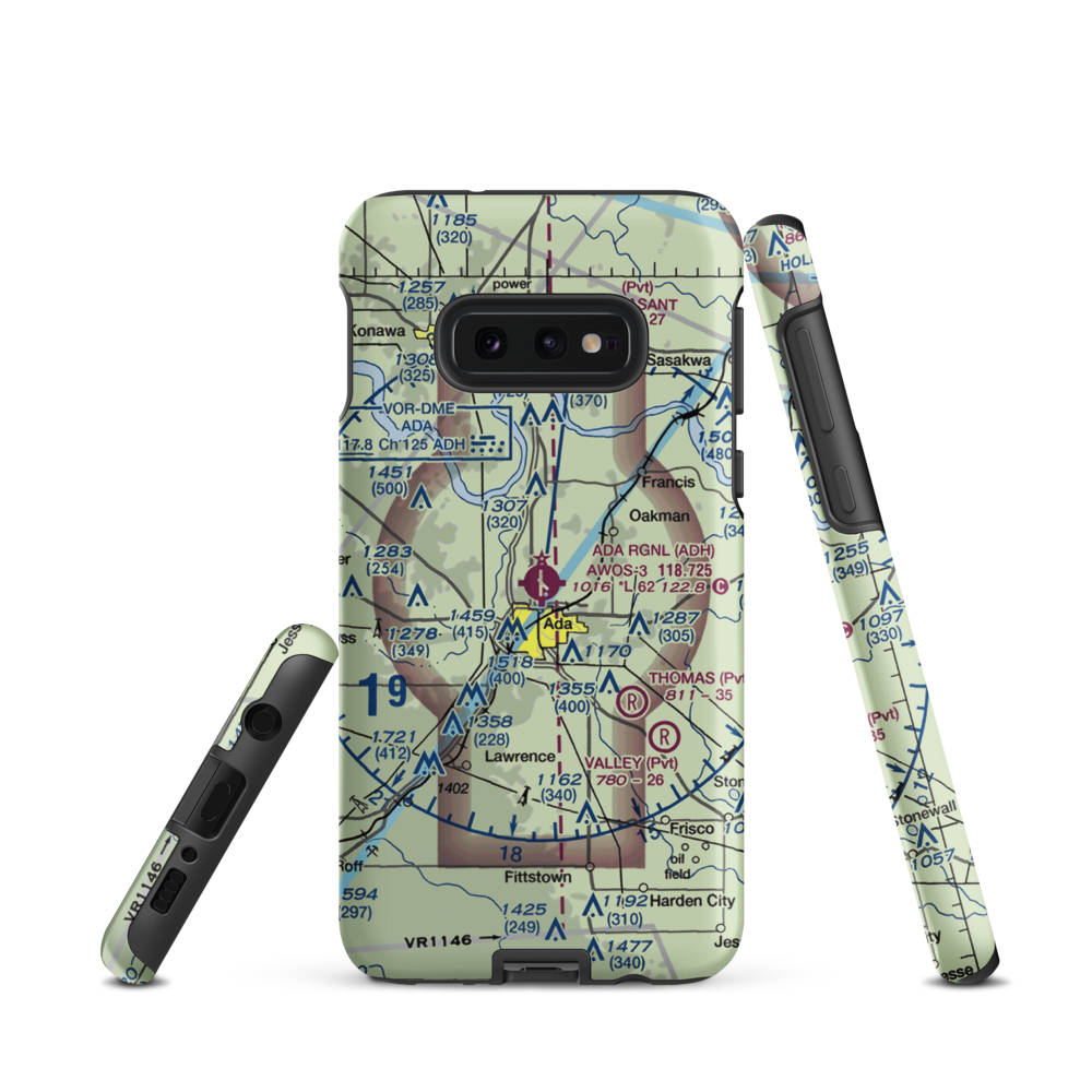 Ada Regional Airport (ADH) VFR Sectional Samsung Phone Case Samsung Galaxy S10 Plus model shown