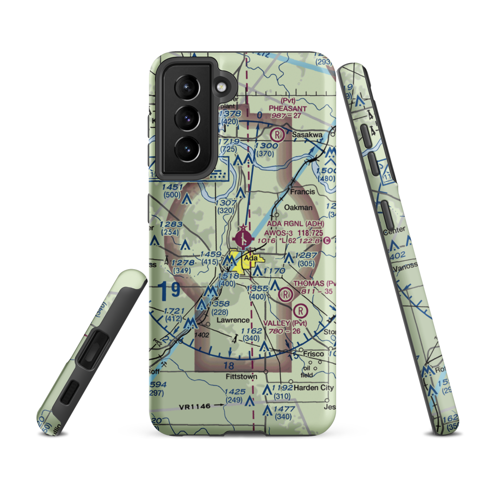 Ada Regional Airport (ADH) VFR Sectional Samsung Phone Case Samsung Galaxy S21 FE model shown