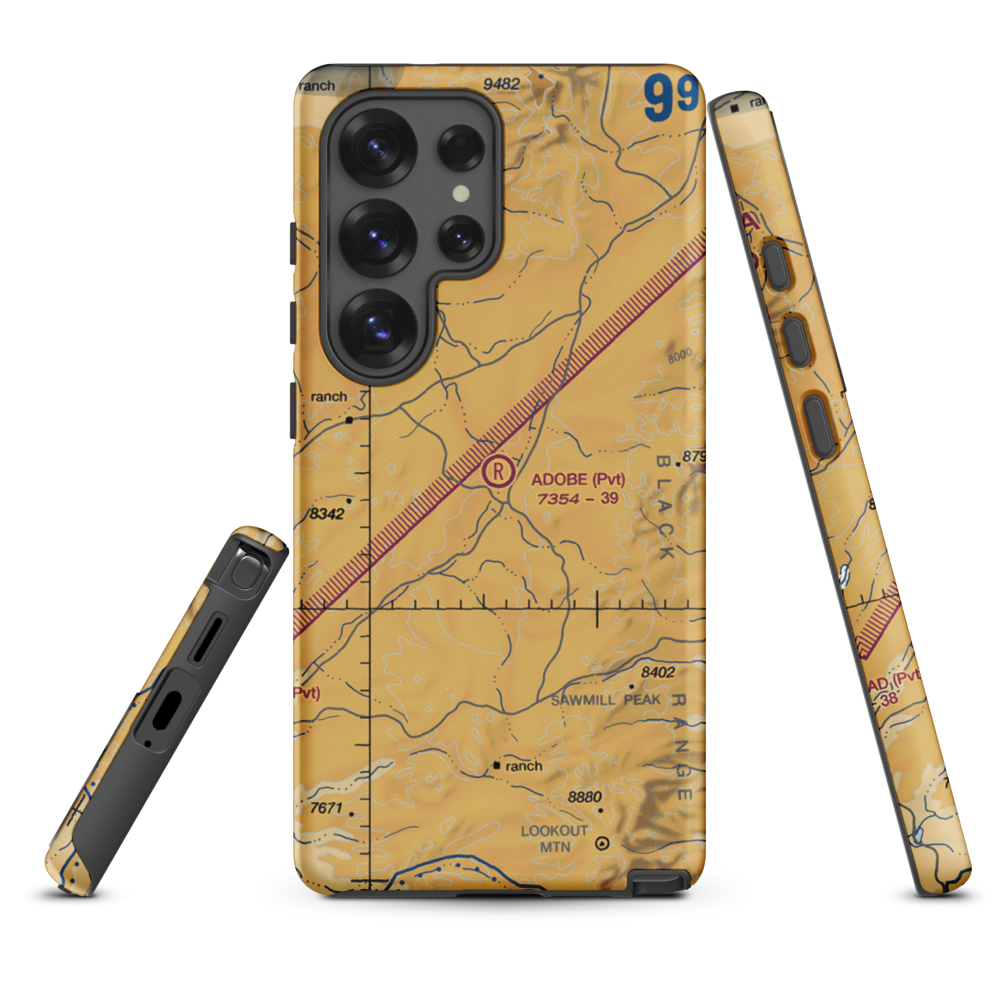 Adobe Ranch Private Airport (NM37) VFR Sectional Samsung Phone Case Samsung Galaxy S25 Ultra model shown