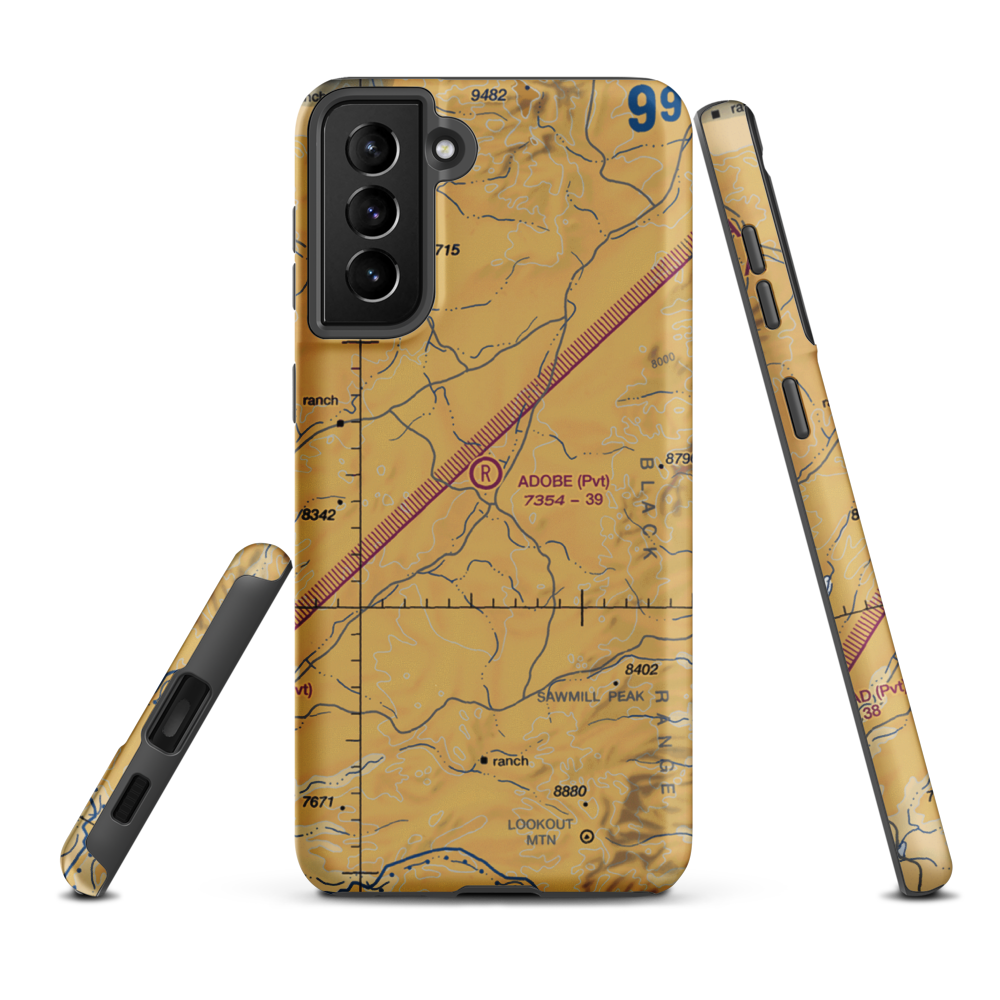 Adobe Ranch Private Airport (NM37) VFR Sectional Samsung Phone Case Samsung Galaxy S21 Plus model shown
