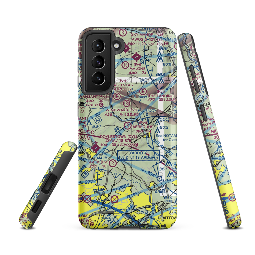 Aerequus Airport (38PA) VFR Sectional Samsung Phone Case Samsung Galaxy S21 FE model shown