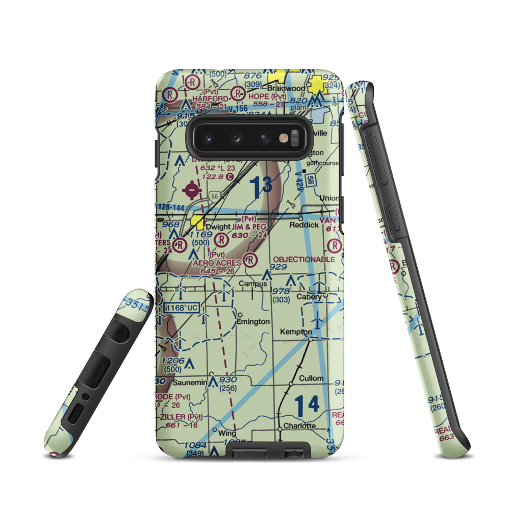 Aero Acres Airport (IL51) VFR Sectional Samsung Phone Case Samsung Galaxy S10 model shown