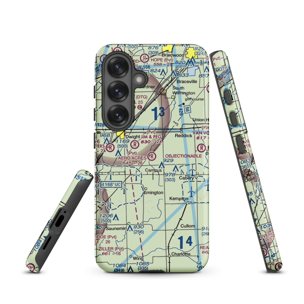 Aero Acres Airport (IL51) VFR Sectional Samsung Phone Case Samsung Galaxy S25 model shown