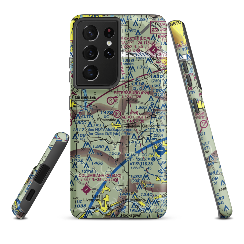 Aero Flight Center Airport (55OI) VFR Sectional Samsung Phone Case Samsung Galaxy S21 Plus model shown