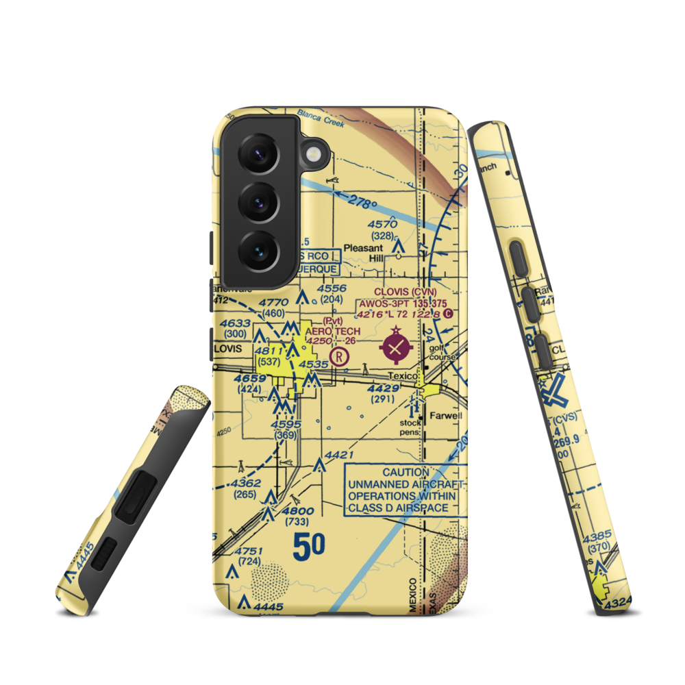 Aero Tech Inc Airport (NM42) VFR Sectional Samsung Phone Case Samsung Galaxy S22 model shown