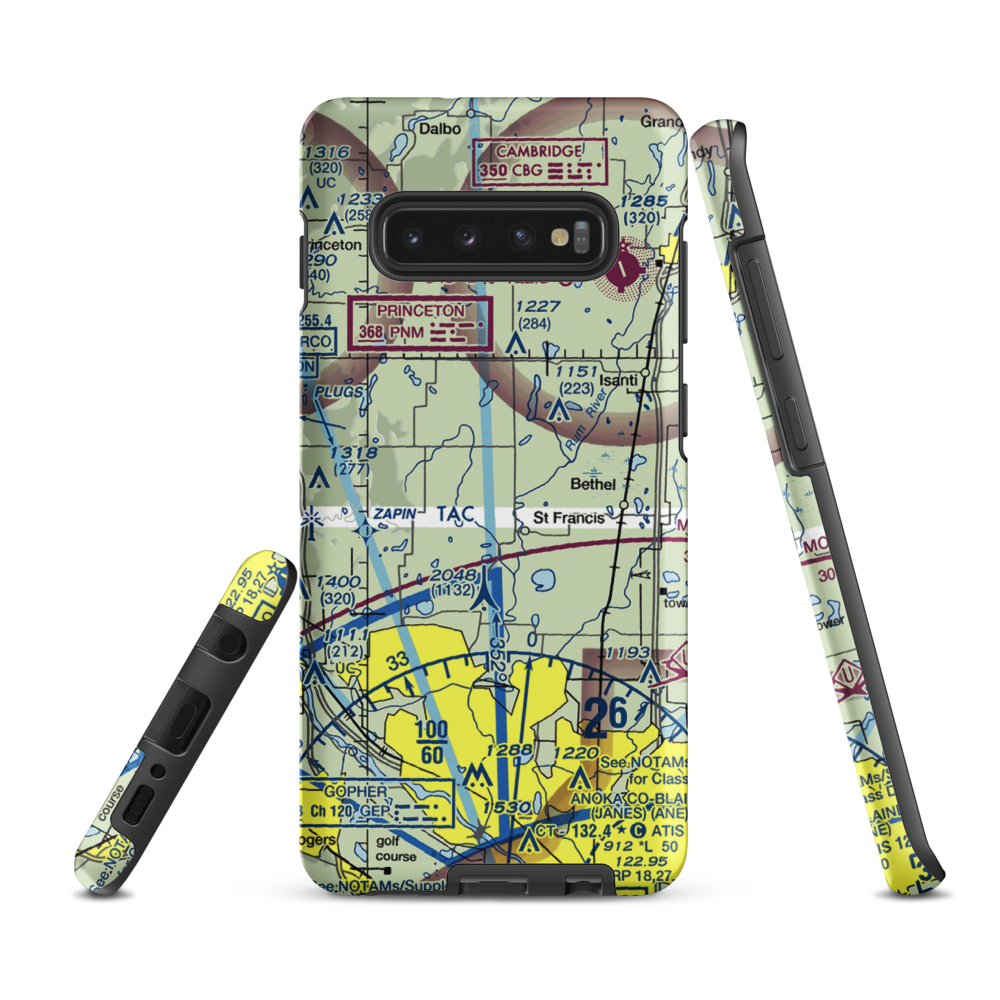 Aero-Plain Airport (MN98) VFR Sectional Samsung Phone Case Samsung Galaxy S10 Plus model shown