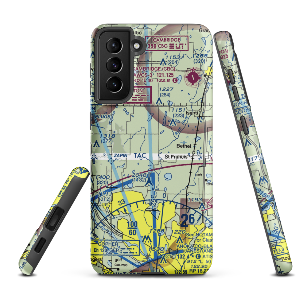 Aero-Plain Airport (MN98) VFR Sectional Samsung Phone Case Samsung Galaxy S21 Plus model shown