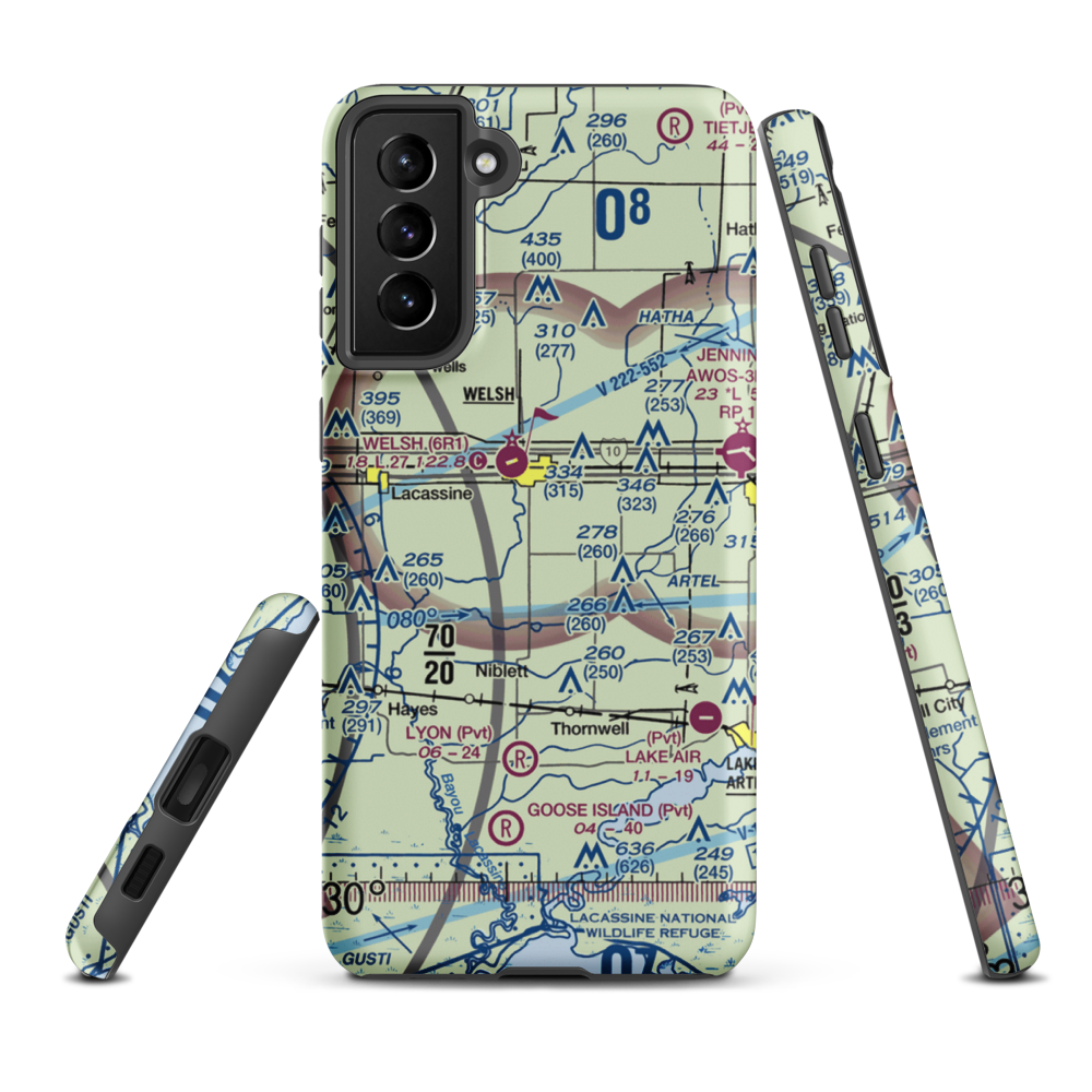 Aerolite Aero Park Ultralightport (LS72) VFR Sectional Samsung Phone Case Samsung Galaxy S21 FE model shown
