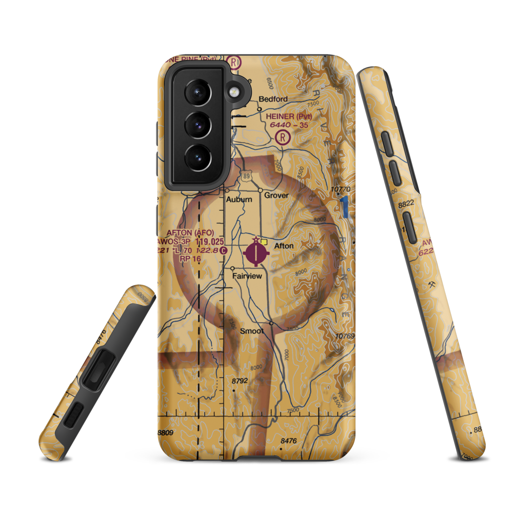Afton Municipal Airport (AFO) VFR Sectional Samsung Phone Case Samsung Galaxy S21 FE model shown