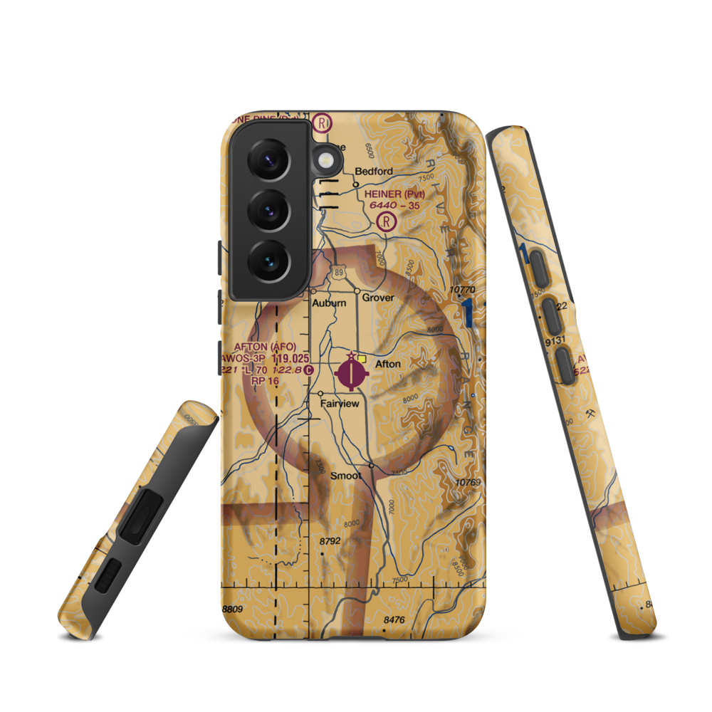 Afton Municipal Airport (AFO) VFR Sectional Samsung Phone Case Samsung Galaxy S22 model shown