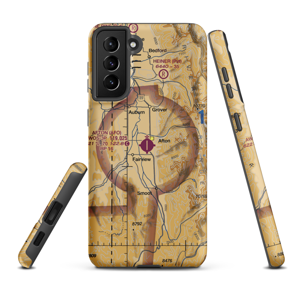Afton Municipal Airport (AFO) VFR Sectional Samsung Phone Case Samsung Galaxy S21 Plus model shown