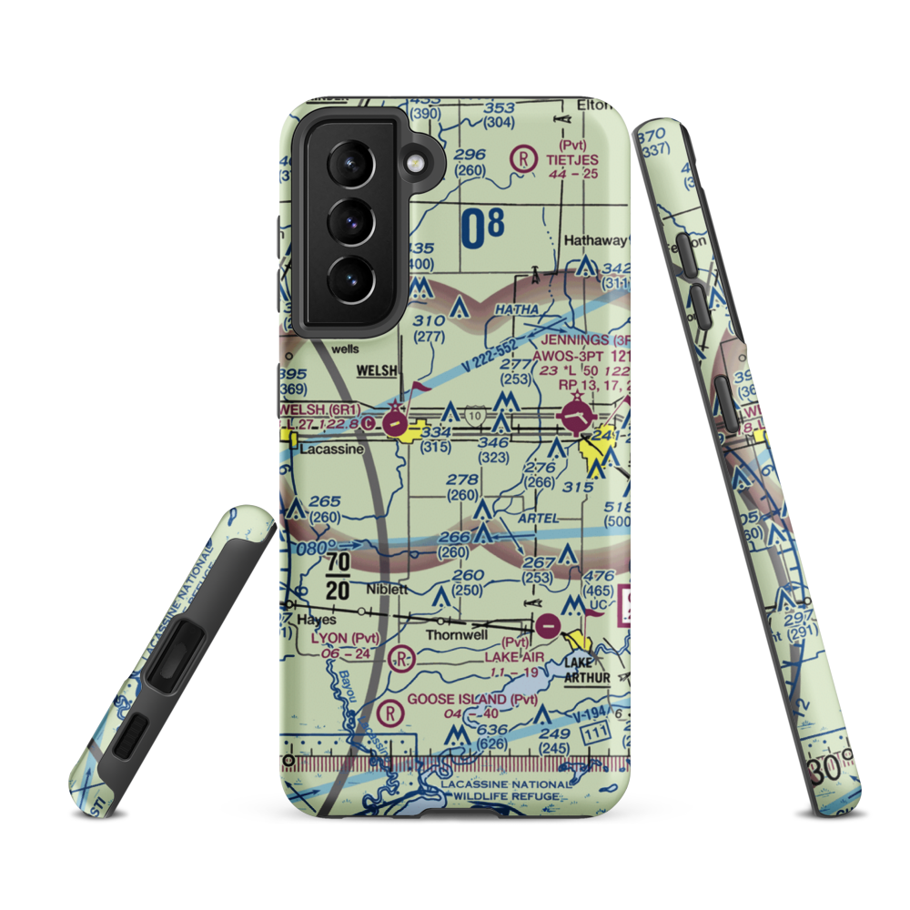 Ag Aviation Airport (LS18) VFR Sectional Samsung Phone Case Samsung Galaxy S21 FE model shown