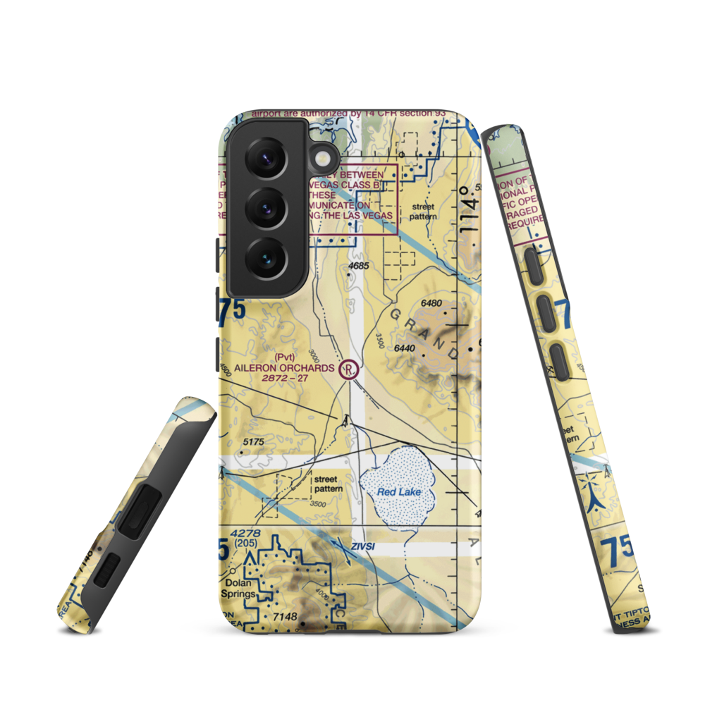 Aileron Orchards Airport (AZ49) VFR Sectional Samsung Phone Case Samsung Galaxy S22 model shown