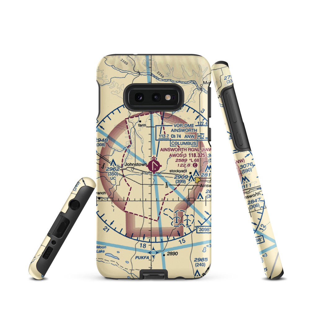 Ainsworth Regional Airport (ANW) VFR Sectional Samsung Phone Case Samsung Galaxy S10 Plus model shown