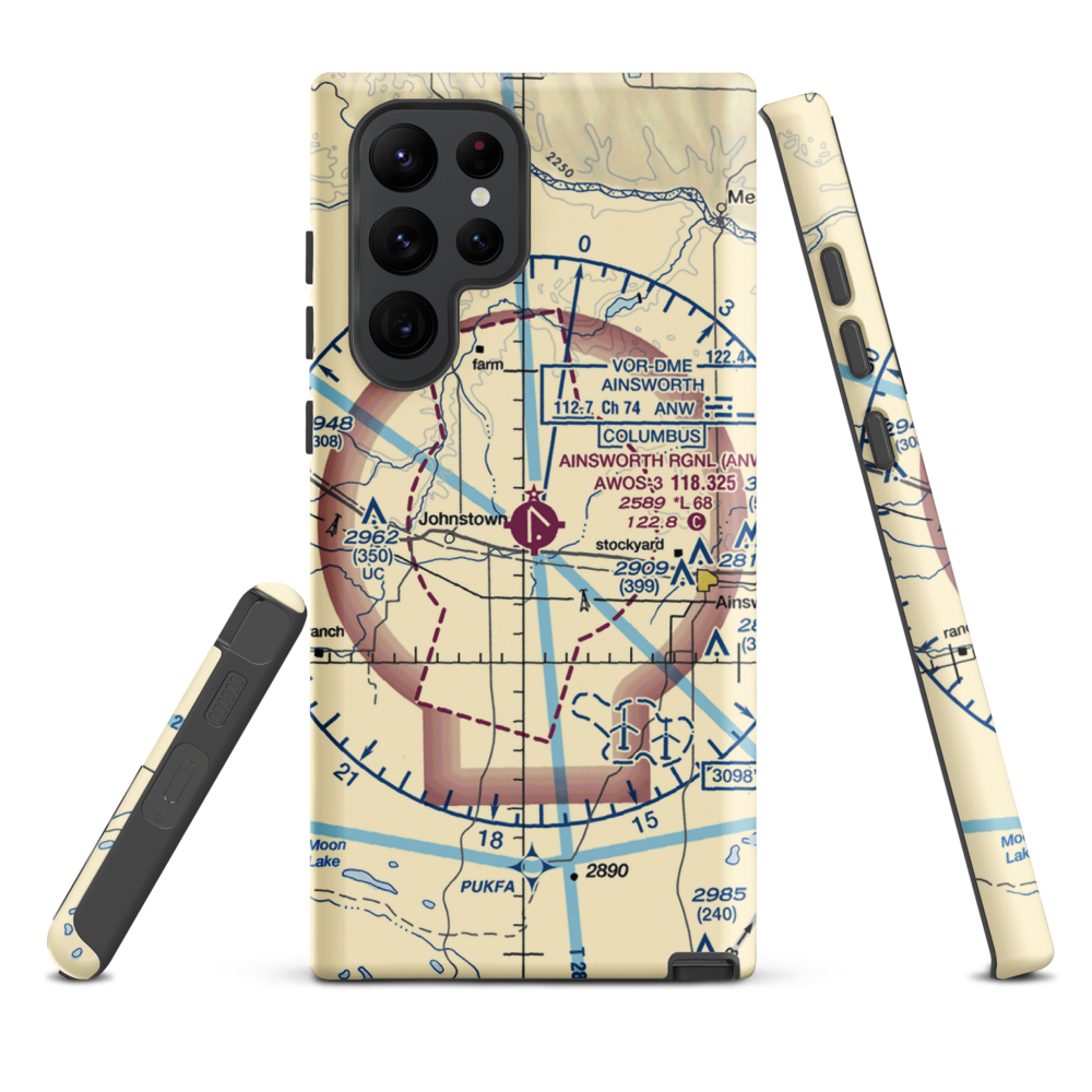 Ainsworth Regional Airport (ANW) VFR Sectional Samsung Phone Case Samsung Galaxy S22 Ultra model shown