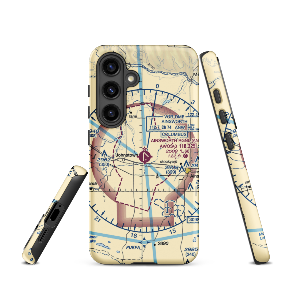 Ainsworth Regional Airport (ANW) VFR Sectional Samsung Phone Case Samsung Galaxy S24 model shown