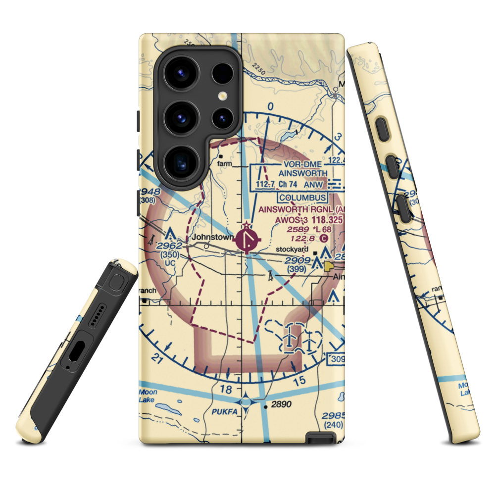 Ainsworth Regional Airport (ANW) VFR Sectional Samsung Phone Case Samsung Galaxy S24 Ultra model shown
