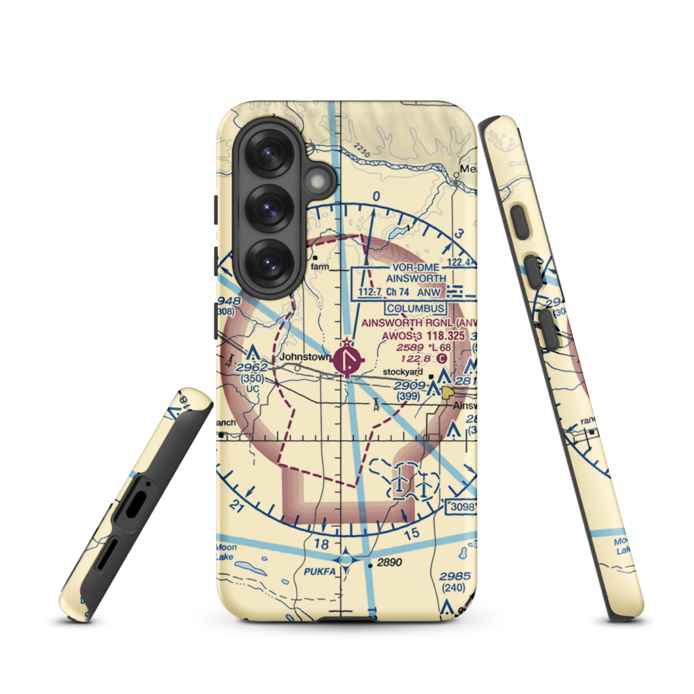 Ainsworth Regional Airport (ANW) VFR Sectional Samsung Phone Case Samsung Galaxy S25 model shown