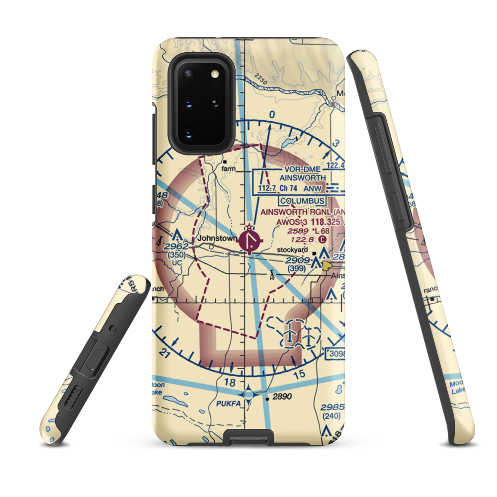 Ainsworth Regional Airport (ANW) VFR Sectional Samsung Phone Case Samsung Galaxy S20 Plus model shown