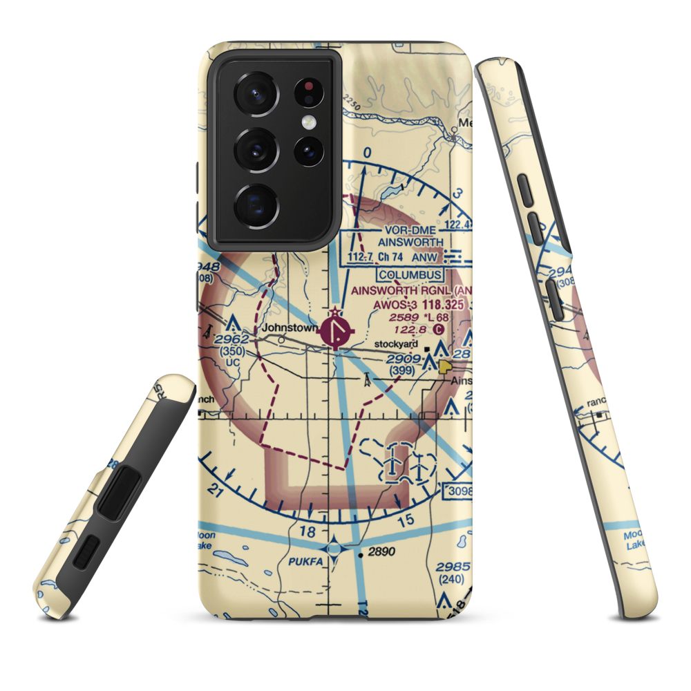 Ainsworth Regional Airport (ANW) VFR Sectional Samsung Phone Case Samsung Galaxy S21 Ultra model shown