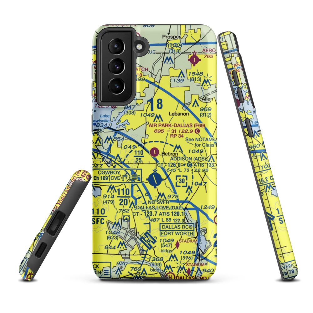 Air Park Dallas Airport (F69) VFR Sectional Samsung Phone Case Samsung Galaxy S21 Plus model shown