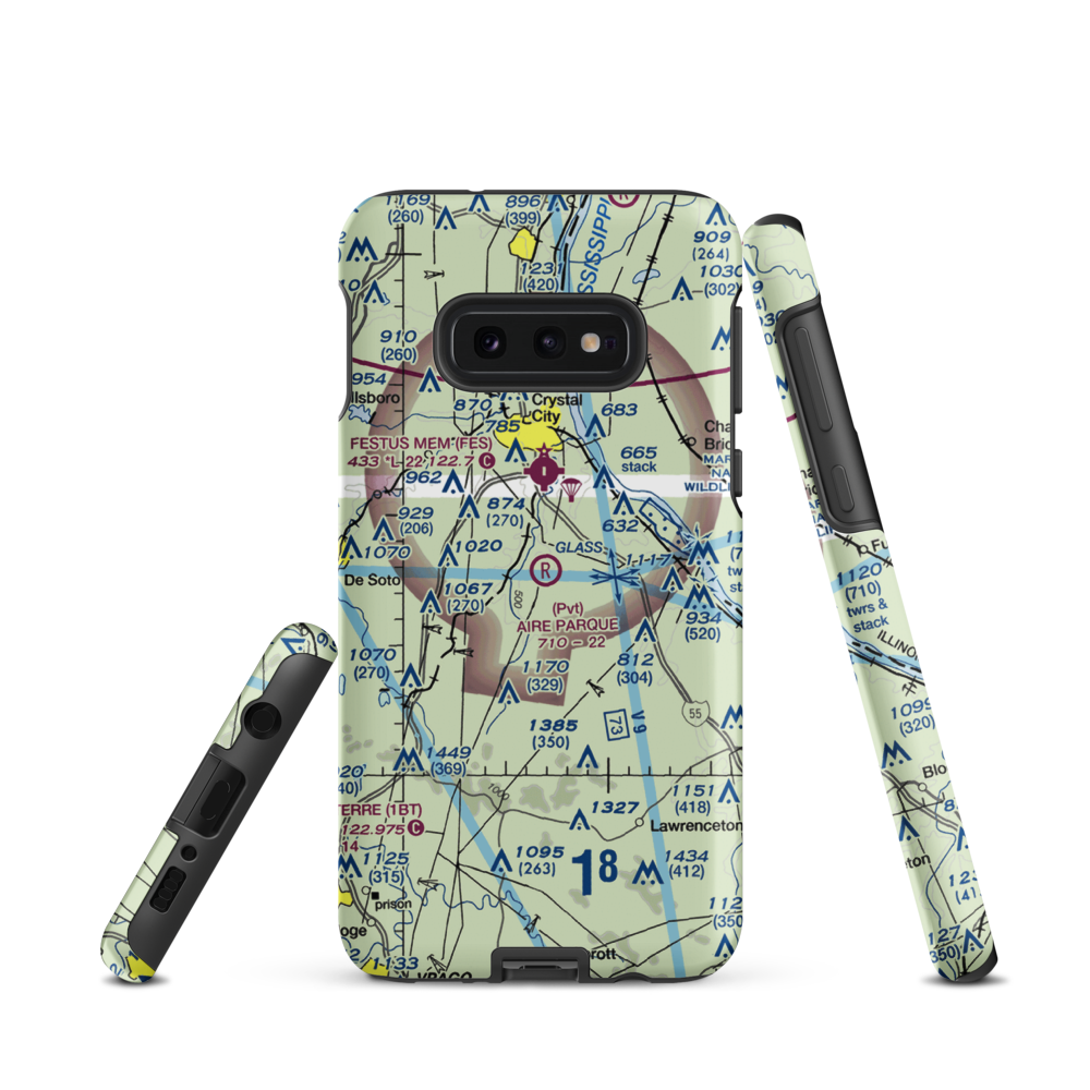 Aire Parque Airport (42MO) VFR Sectional Samsung Phone Case Samsung Galaxy S10e model shown